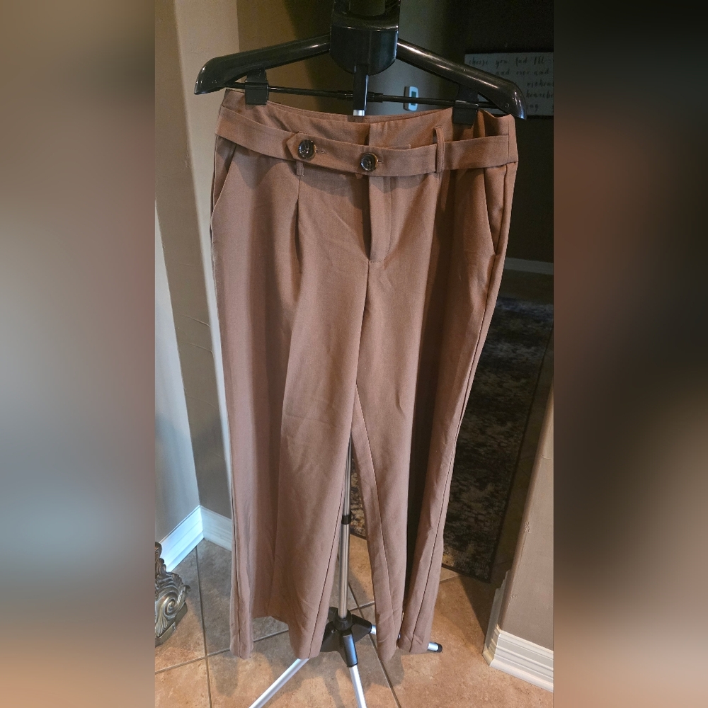 Cato Women's Trouser Belted Double Button Waist